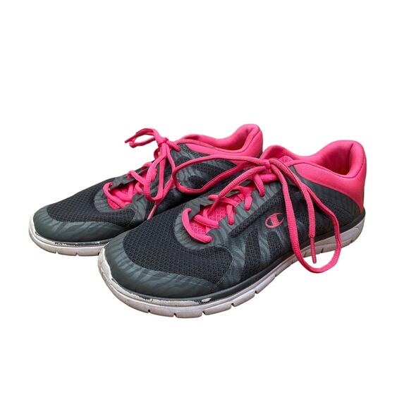 Champion Shoes Womens 5.5 Running Jogging Gray Pink Fabric Lace Up Walking - Picture 1 of 12